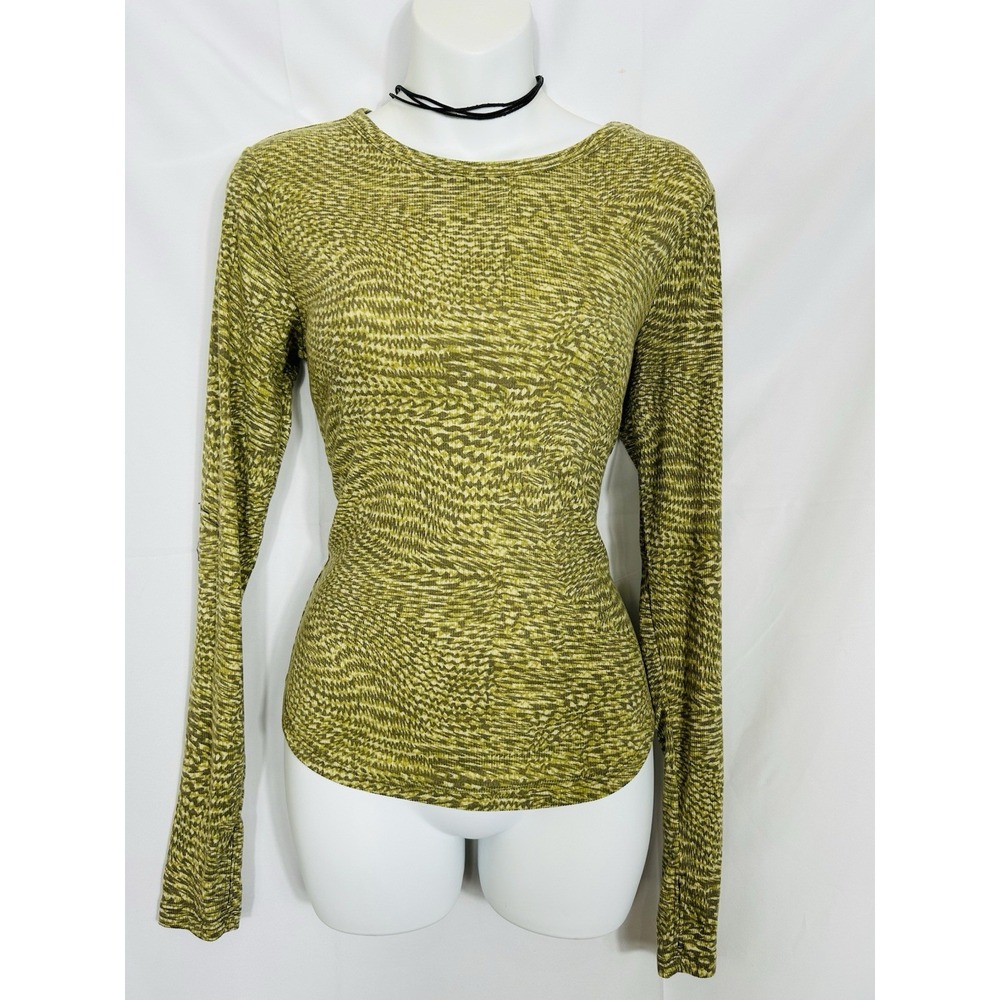 Old Navy Y2K Fitted Knit Top Size M Ribbed Knit Green Boho Forest Fairy Grunge
